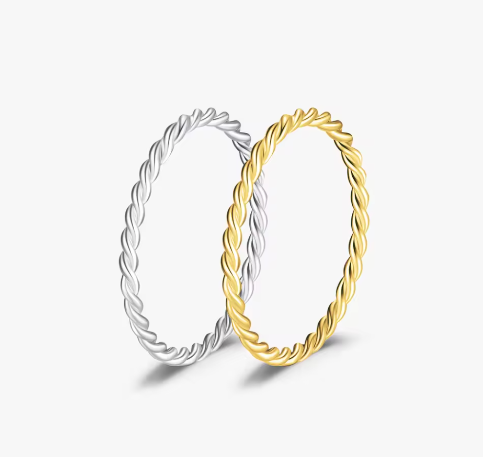 Thin Twisted Stackable Rings